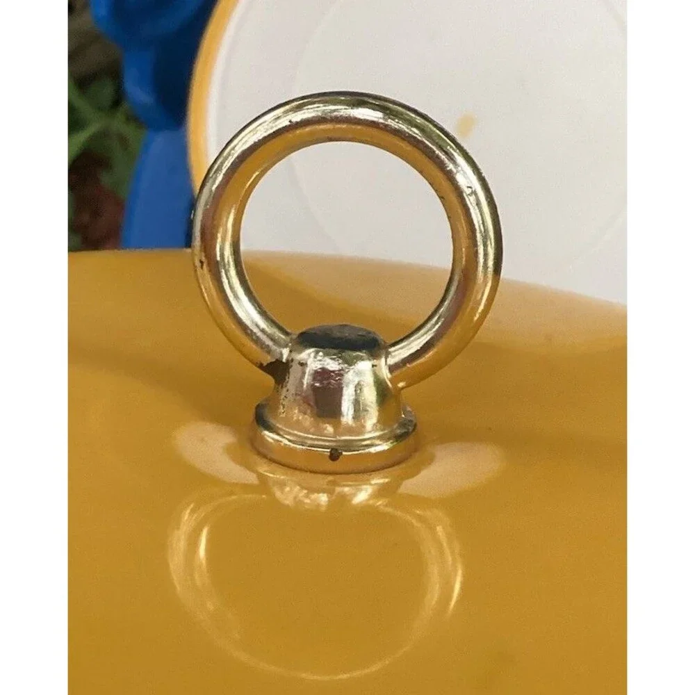 Yellow Patent Leather Vinyl Ice Bucket 1970s Mid Century Barware Retro Round